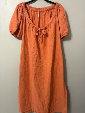 Free People Textured Coral-Orange Dress